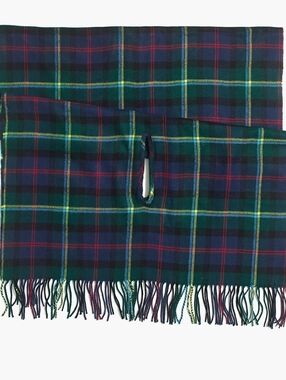 J.Crew Plaid Fringe Shawl Scarf Wrap in Navy & Green